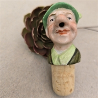 Hoved-groen-hat-groent-toej-skænkeprop-porcelæn-gammel